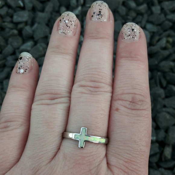 Opal Cross Ring Sterling Silver 925 **NEW** - Picture 3 of 4